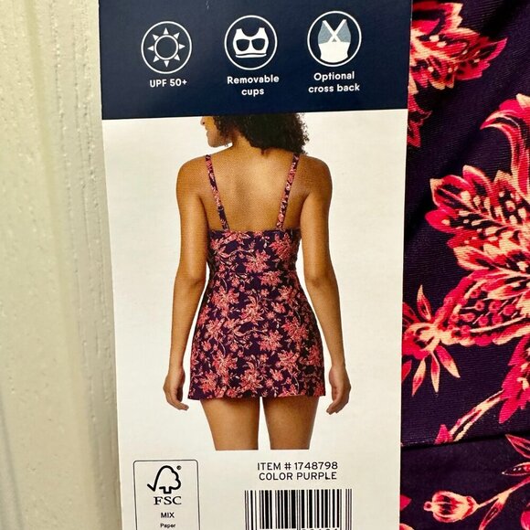 New Lands' End One Piece Swimsuit Size M Feminine Tulip Wrap Swim Dress Tropical - Picture 13 of 16